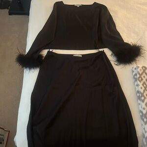 ANTONIO MELANI Black Elegant Top and Skirt Set